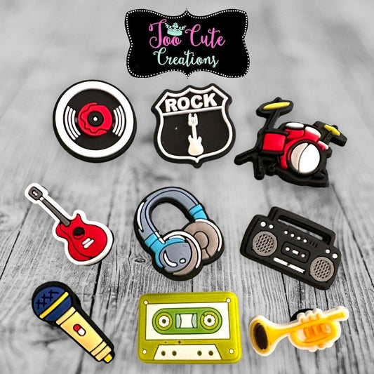 Record, Music, Vinyl Instrumemt Croc Charms, Drums, Rock, Pop, Kids Shoe charms accessories, Croc Charms
