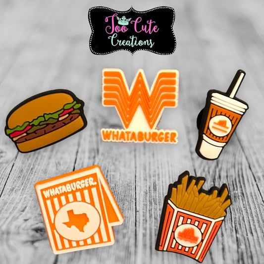 Burger Shoe Charm, Cheeseburger and Fries, Texas Burger Croc Charm Accessories, Shoe Charm Set, Texas Favorites