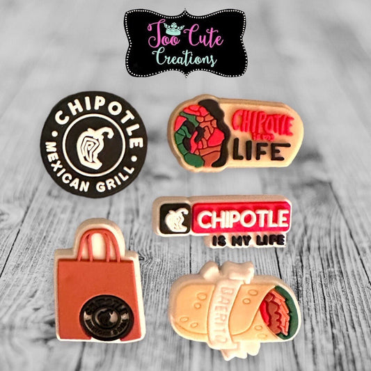 Burrito Croc Charm Set, Burrito, Mexican Food Charms, Fast Food Charm Accessories, Teen Charms