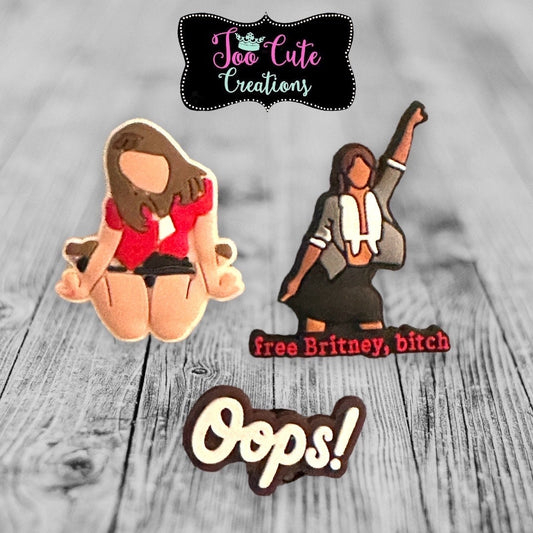Britney Theme Shoe Charm set, Free Britney Bitch, Croc charm Set